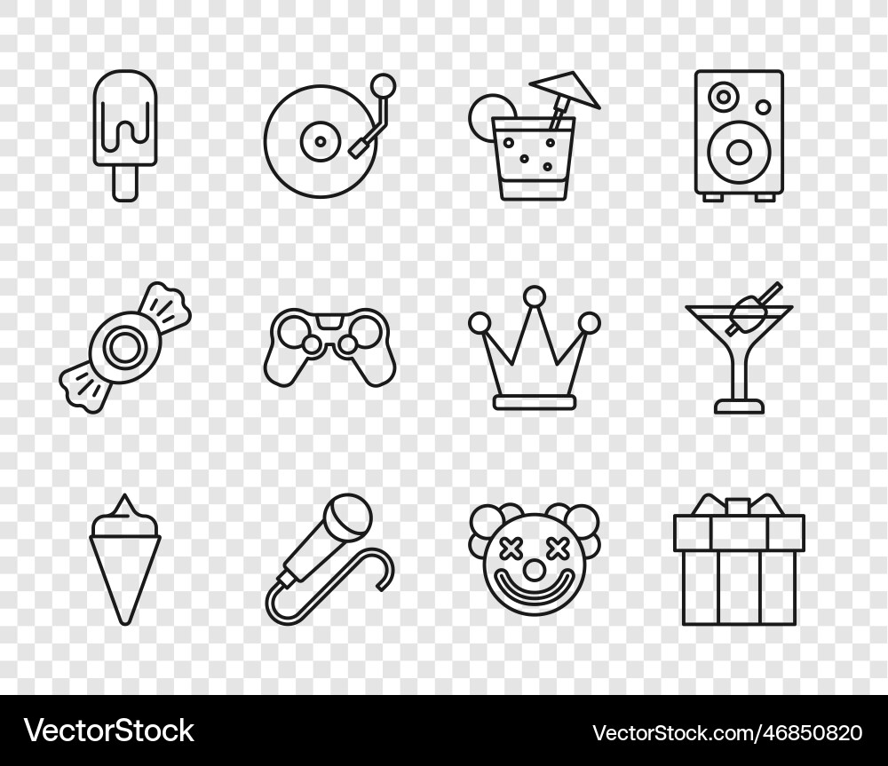 Set line ice cream in waffle cone gift box Set line ice cream in waffle cone gift box vector image