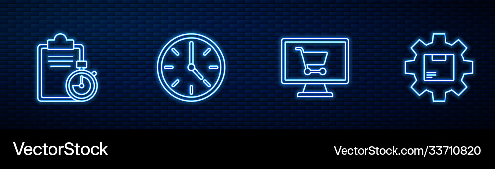 Set line shopping cart on computer verification Set line shopping cart on computer verification vector image