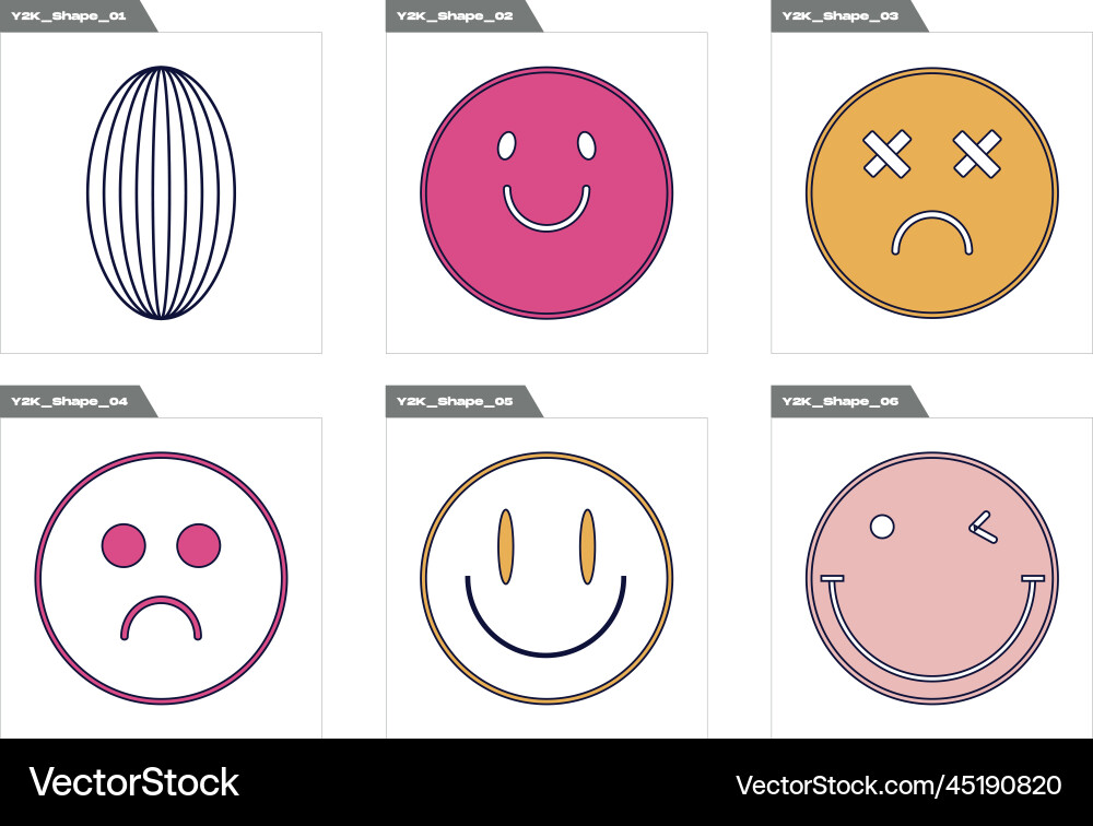 Set of y2k style objects trendy Set of y2k style objects trendy vector image