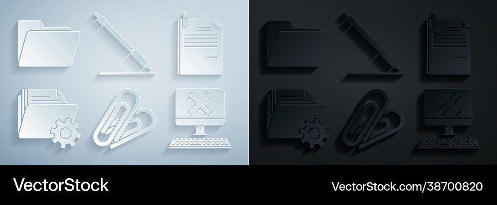 Set paper clip file document and folder vector image