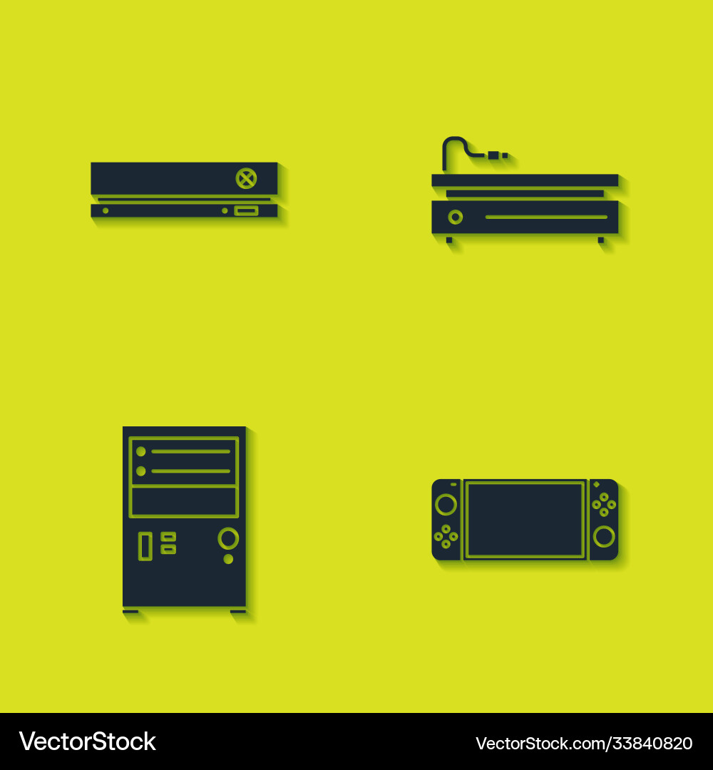 Set video game console portable computer Set video game console portable computer Vector Image