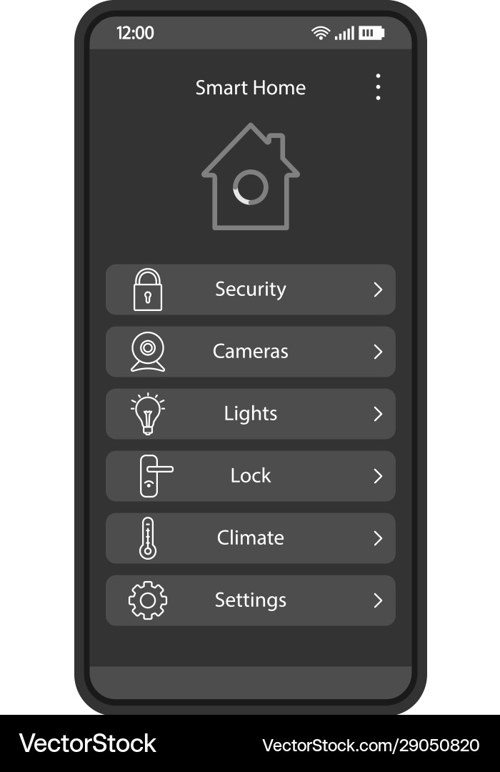Smart home app interface template Smart home app interface template vector image
