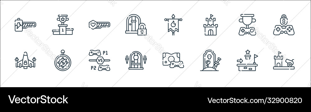 Videogame line icons linear set quality Videogame line icons linear set quality vector image