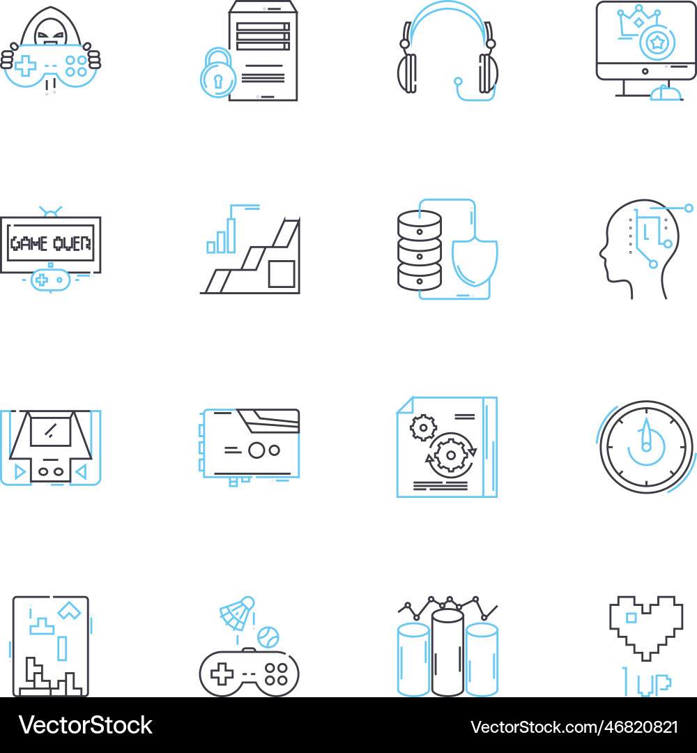 Artificial intelligence linear icons set Artificial intelligence linear icons set vector image