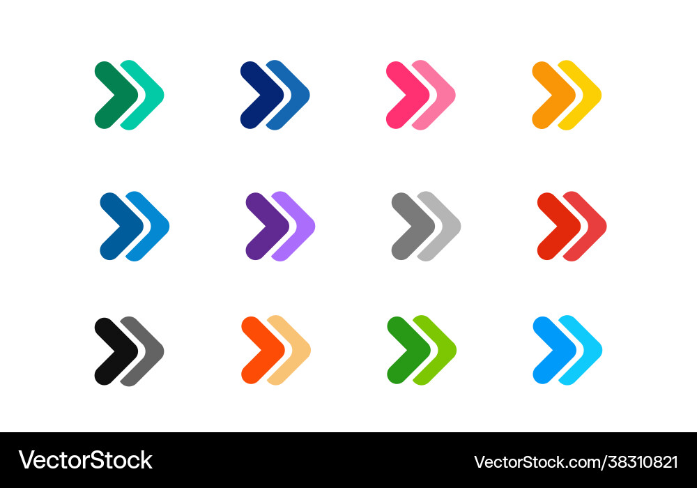 Colourful arrow icons set simple circle shape Colourful arrow icons set simple circle shape vector image