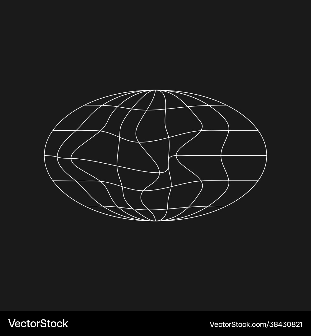 Cyber retrofuturistic ellipse planet shape vector image