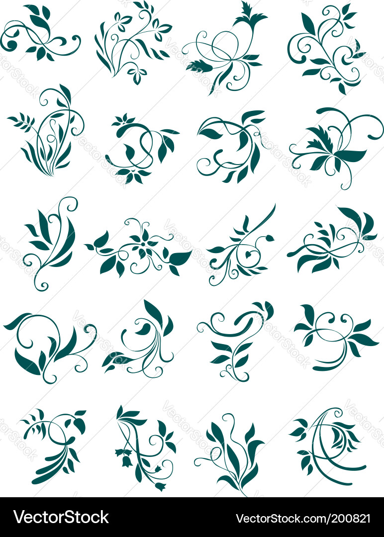 Elegant Floral Swirls & Patterns Vector Image