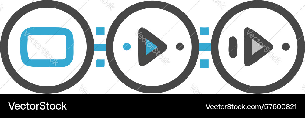 Flat media player control icons set design vector image