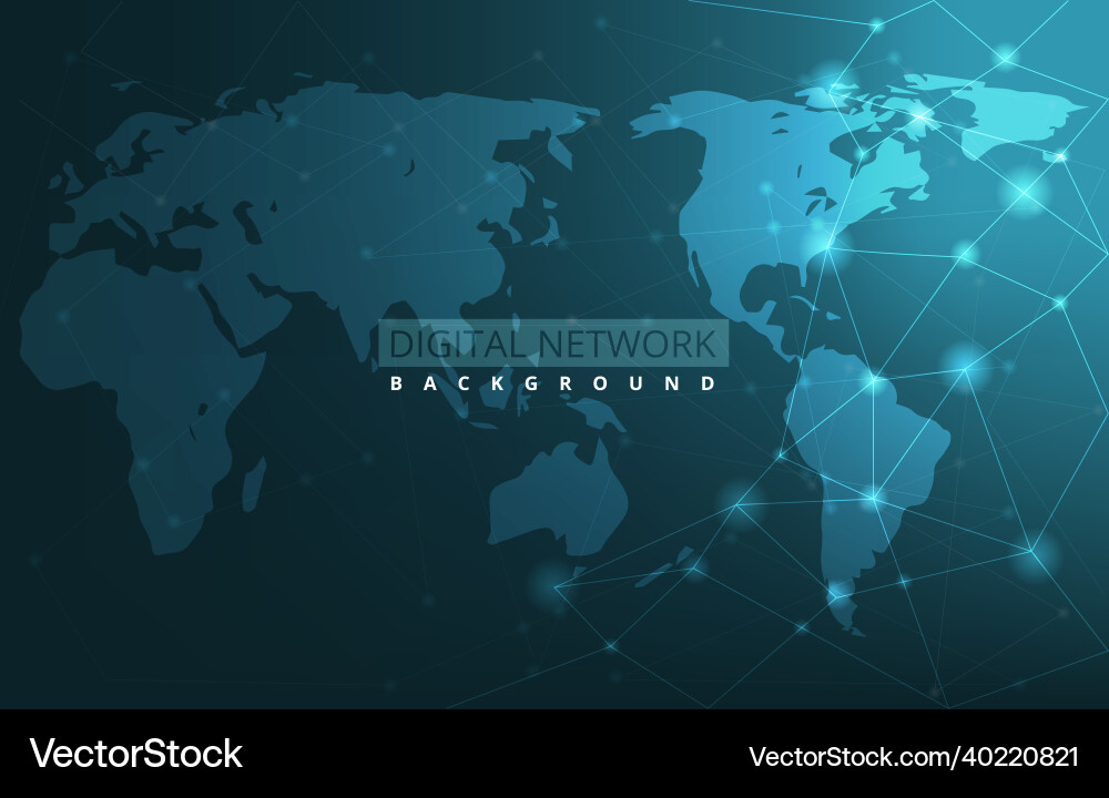 Global map digital network connection internet Global map digital network connection internet vector image