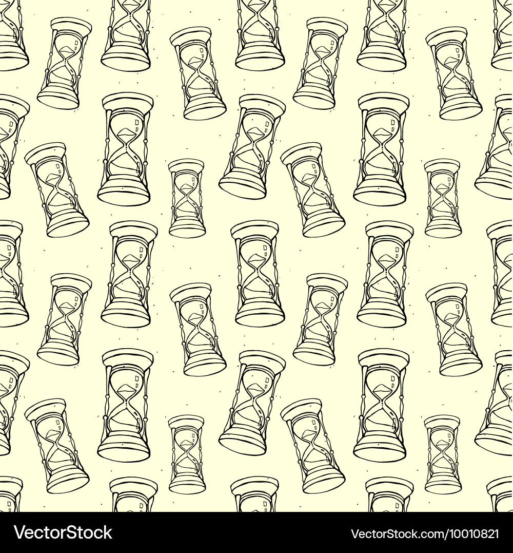 Grungy seamless pattern with hourglass vector image