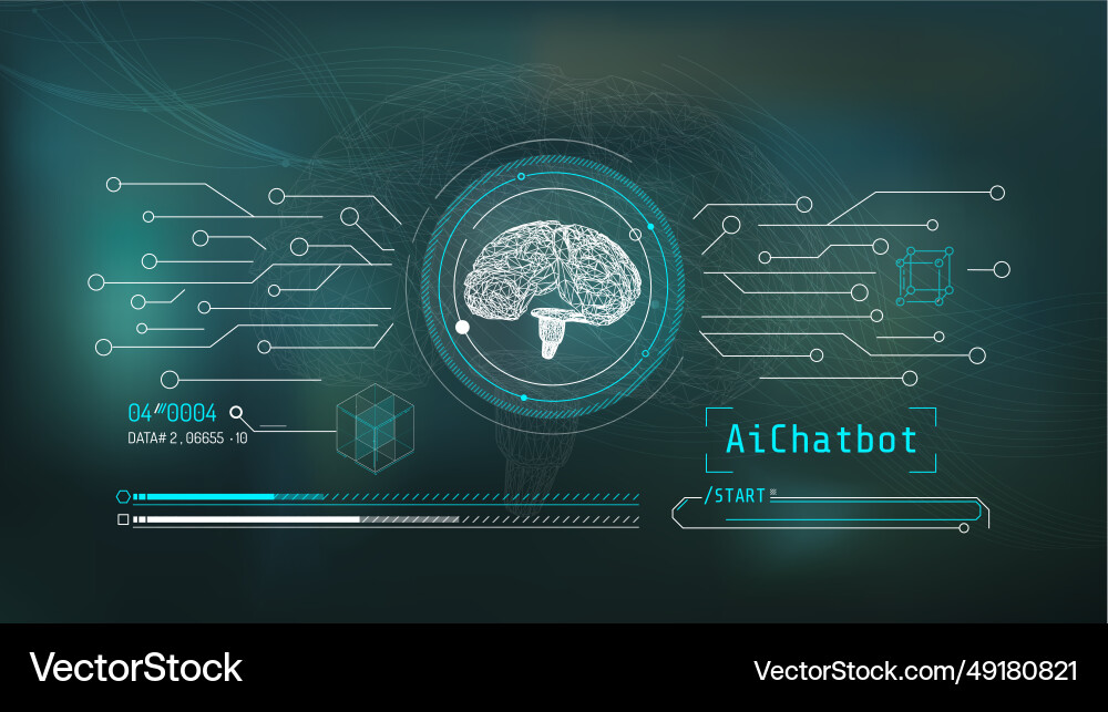Hologram of digital brain with artificial Hologram of digital brain with artificial vector image
