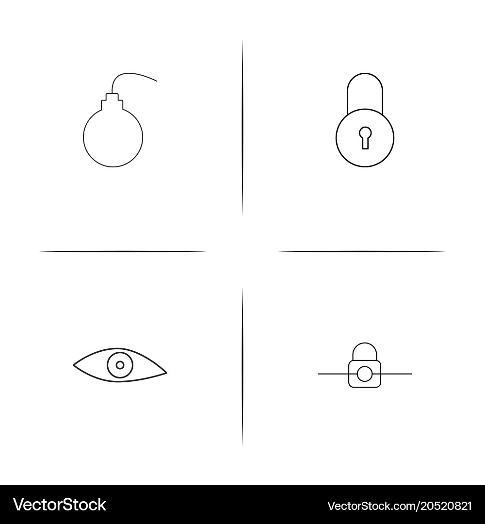 Internet security simple linear icons set vector image