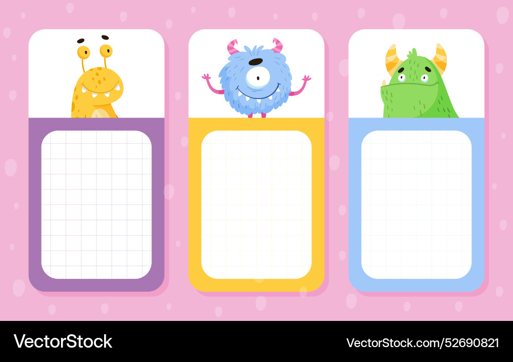 Note card with funny monster character and mutant Note card with funny monster character and mutant vector image