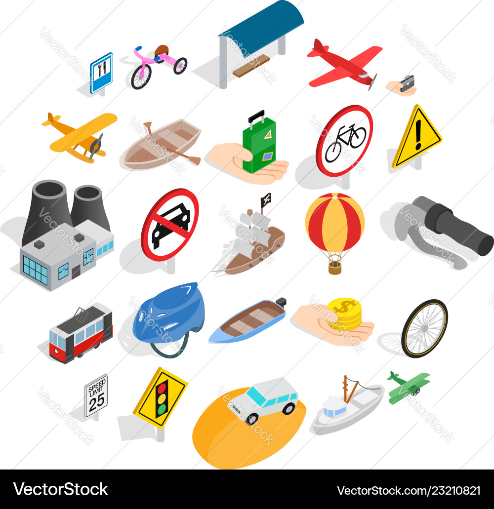 Overview icons set isometric style Vector Image