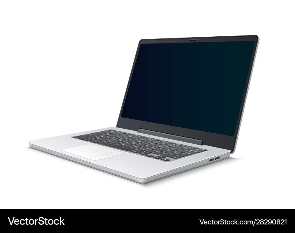 Realistic silver laptop 3d icon isolated vector image