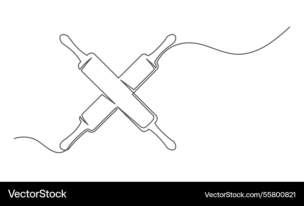 Rolling pins continuous one line isolated Vector Image