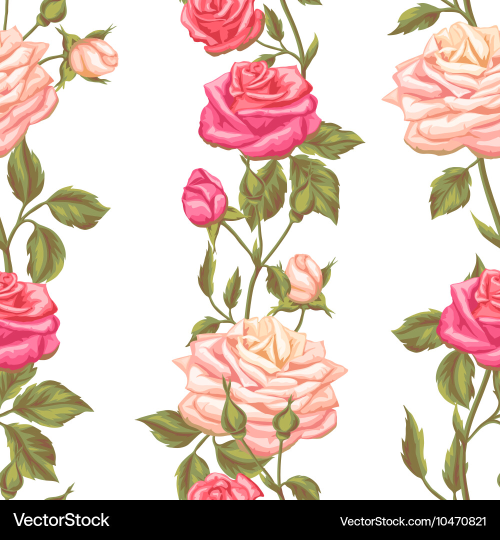 Seamless pattern with vintage roses decorative Vector Image