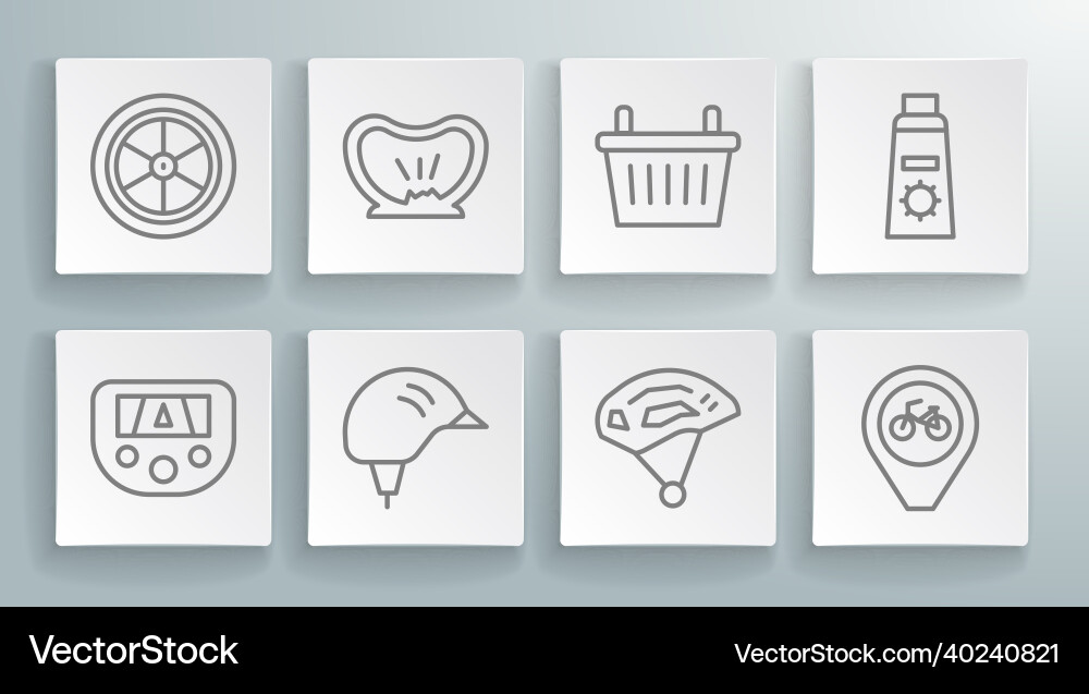 Set line gps device with map bicycle punctured vector image