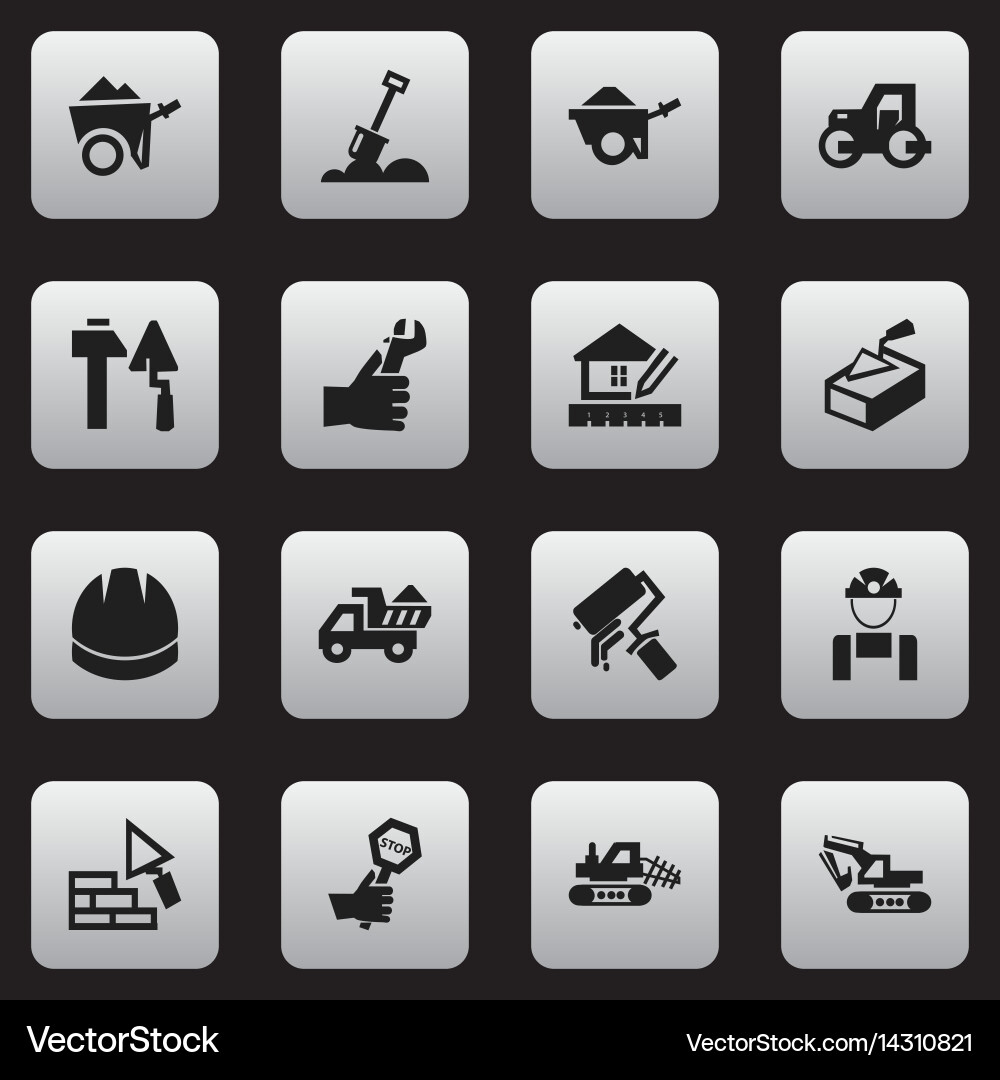 Set of 16 editable building icons includes Vector Image