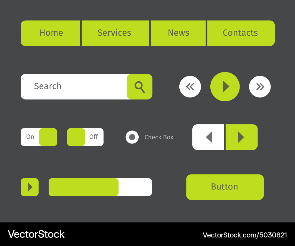 Set of green web buttons vector image
