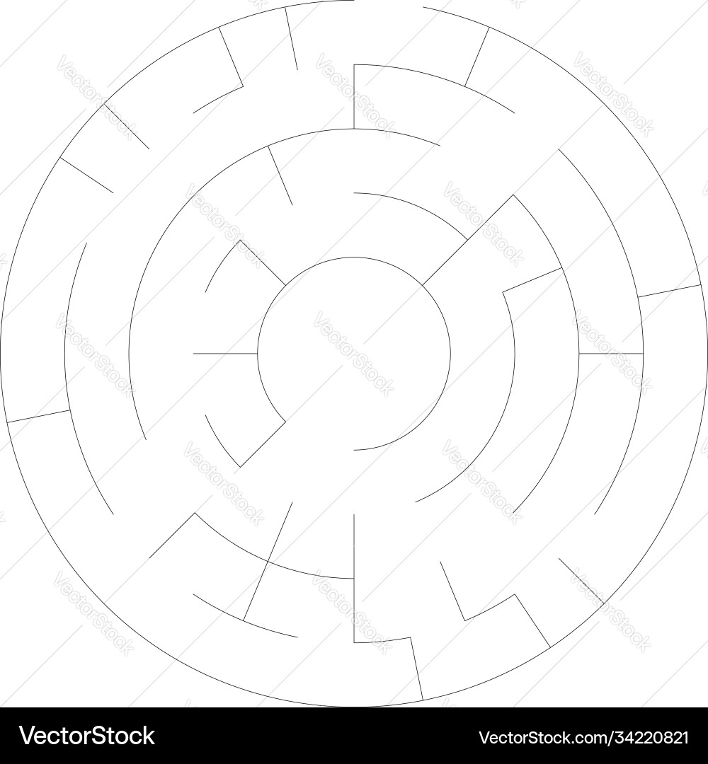 Solvable circle circular maze labyrinth puzzle Vector Image
