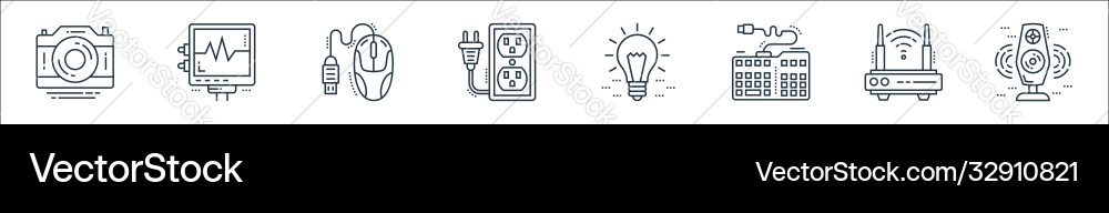 Technology devices line icons linear set quality Technology devices line icons linear set quality vector image