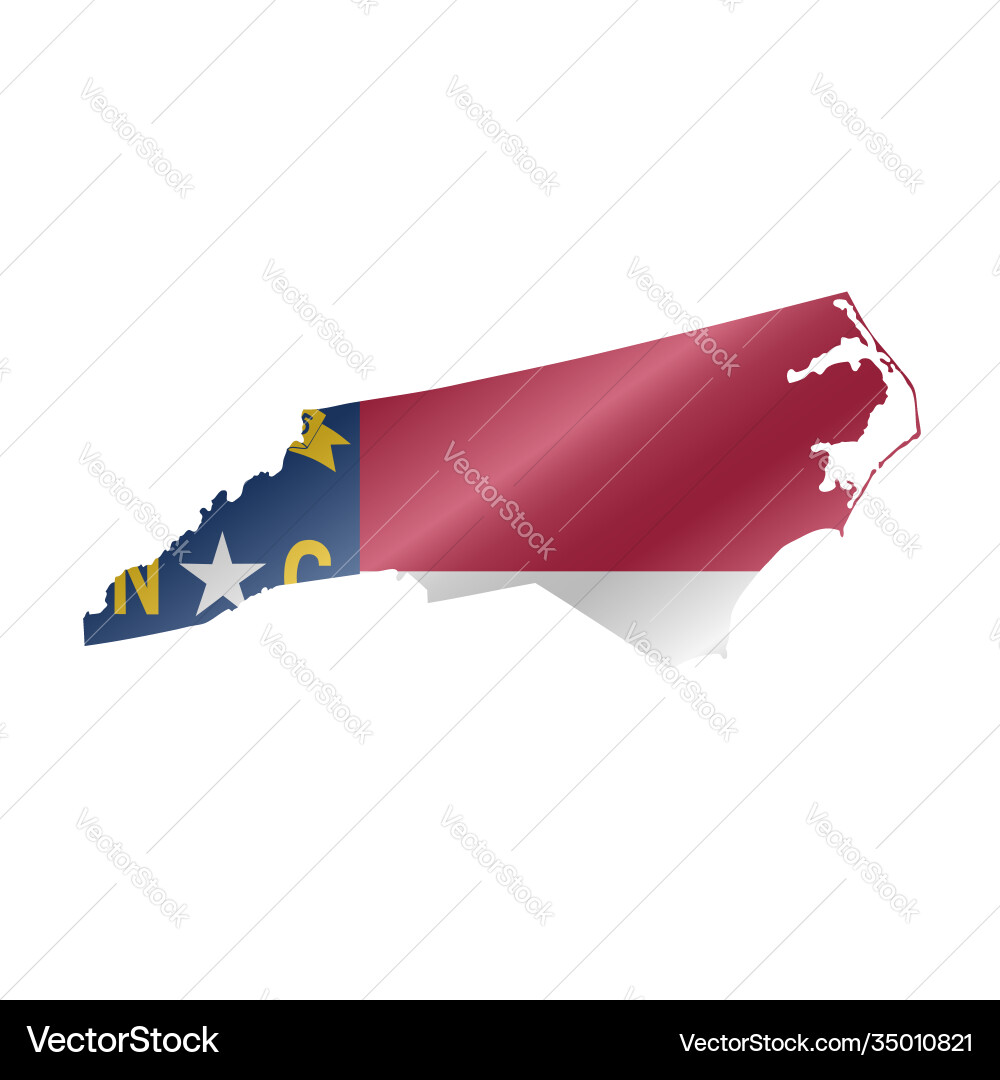 Waving flag map north carolina Waving flag map north carolina vector image