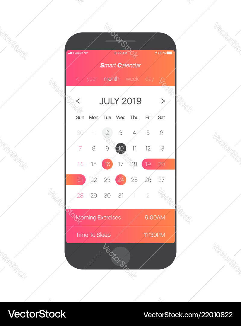 Calendar app ui concept Calendar app ui concept vector image