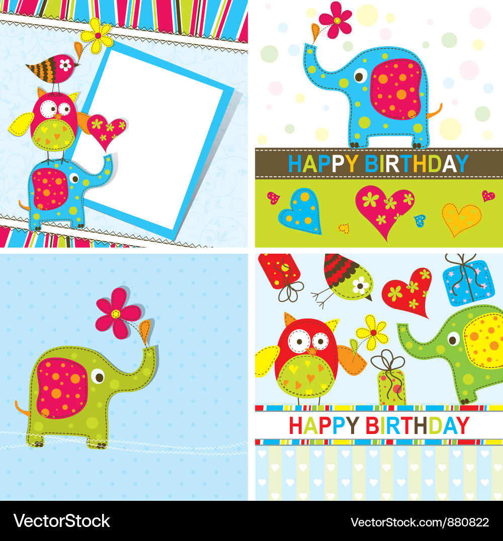 Cheerful Birthday Card Set vector image
