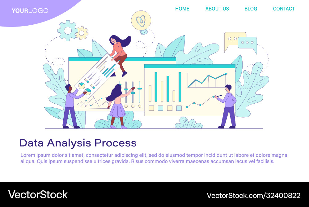 Data analysis process showing a business team Data analysis process showing a business team Vector Image