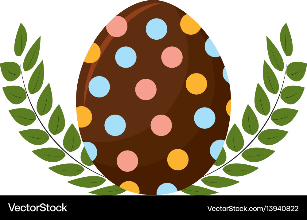 Egg easter with branches plant decorative Vector Image