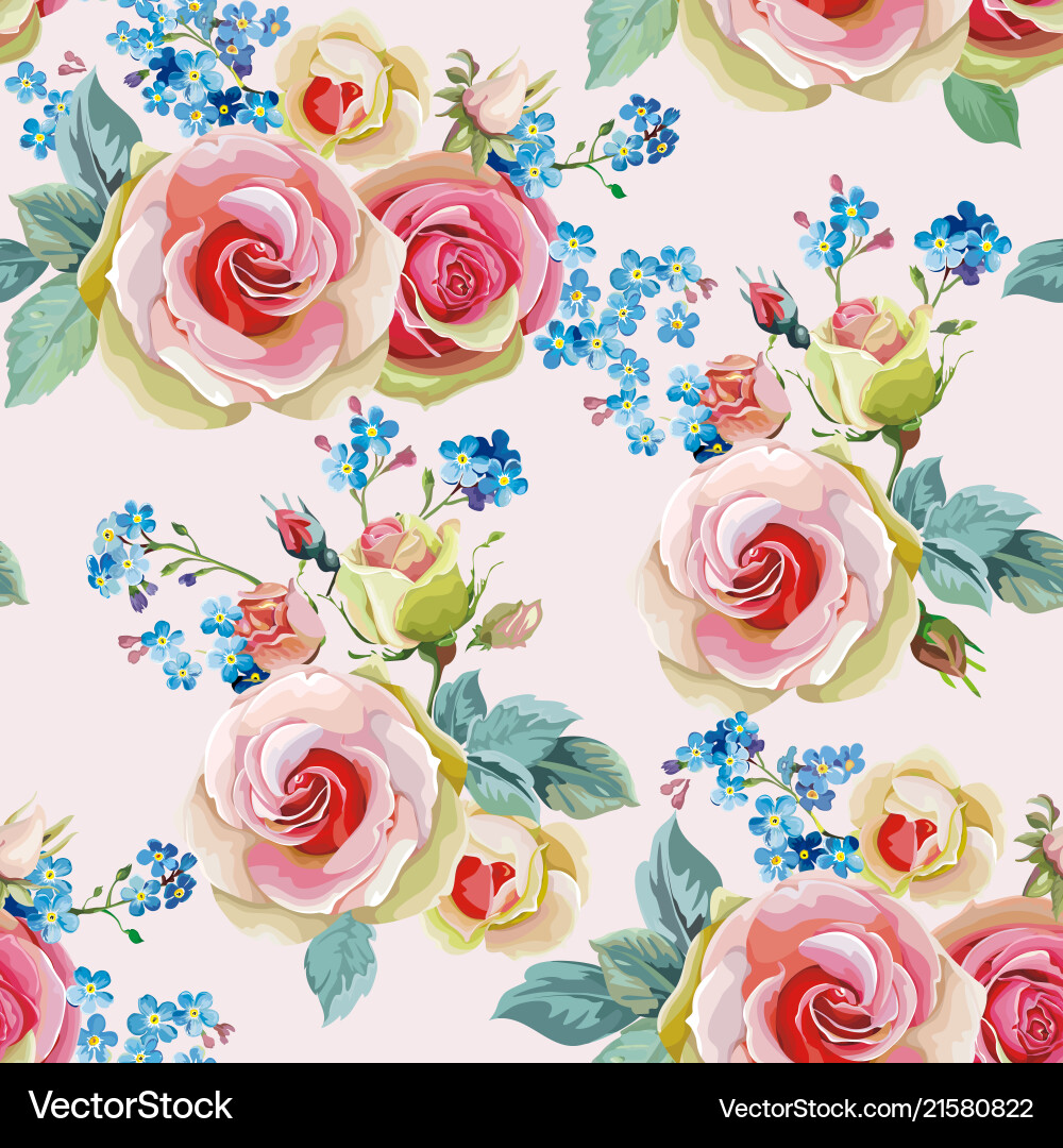 English roses seamless pattern English roses seamless pattern vector image