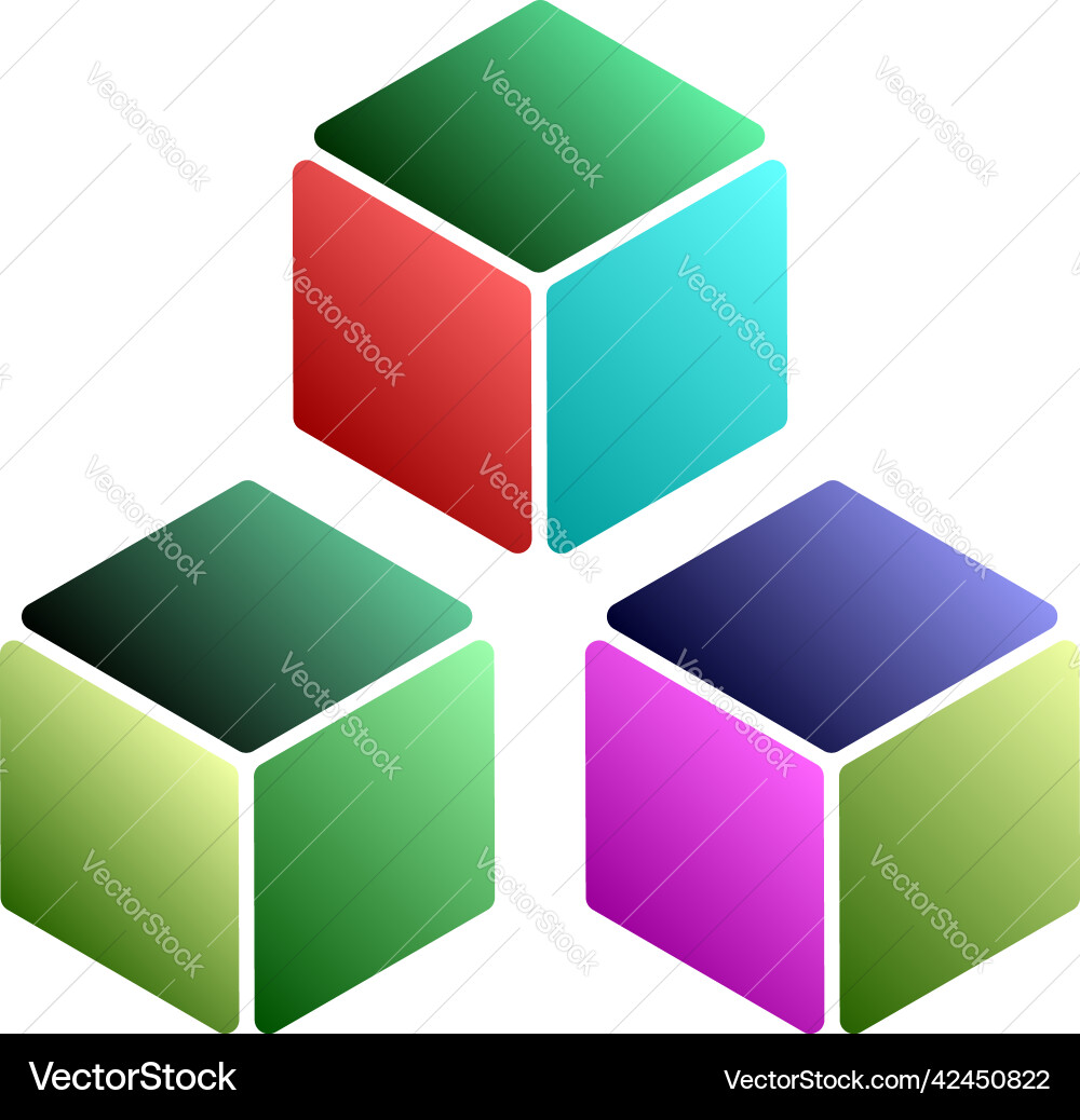 Isometric cube element icon cubist abstract 3d vector image