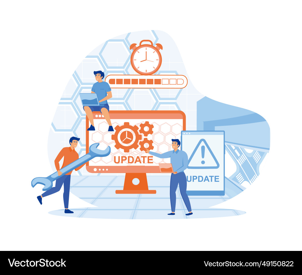 It specialists updating software programs It specialists updating software programs vector image