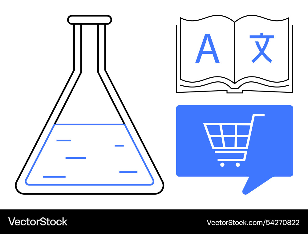 Laboratory flask with liquid open book Laboratory flask with liquid open book vector image