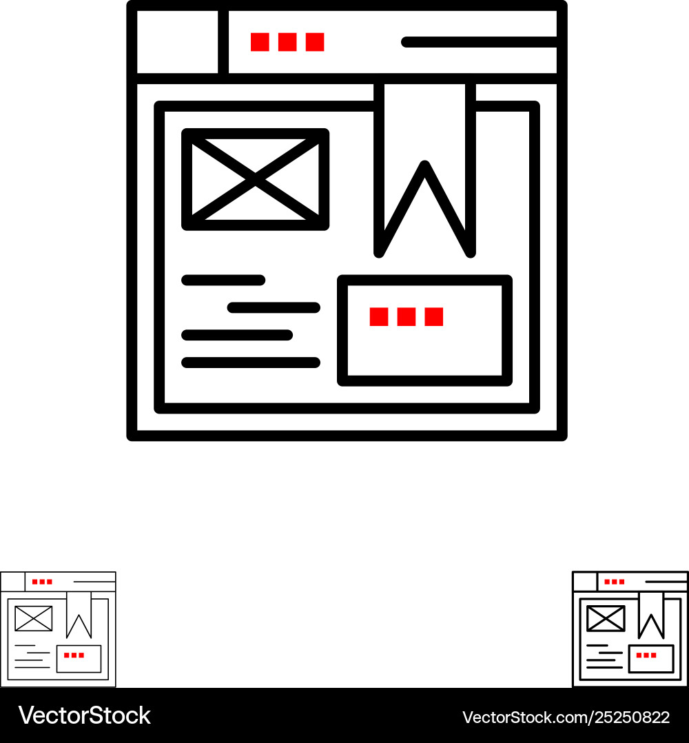 Layout web design website bold and thin black Layout web design website bold and thin black vector image