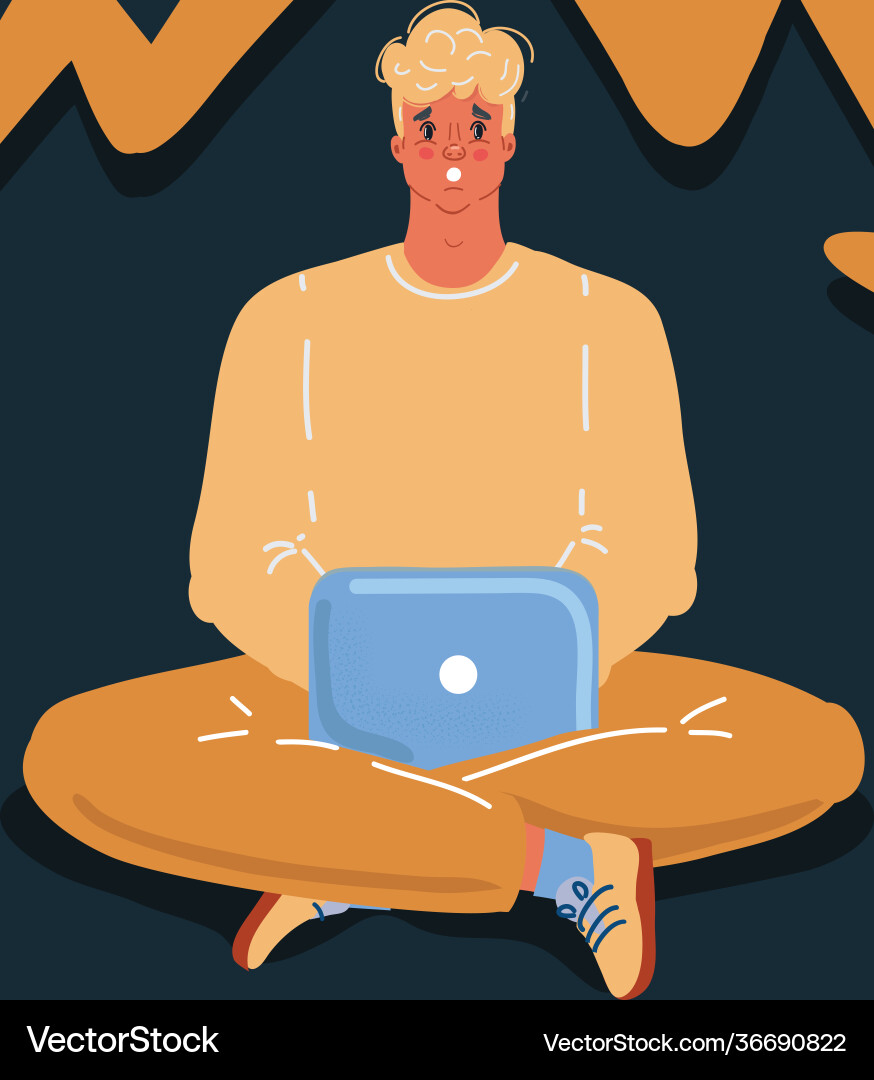 Man working on laptop bad Man working on laptop bad vector image