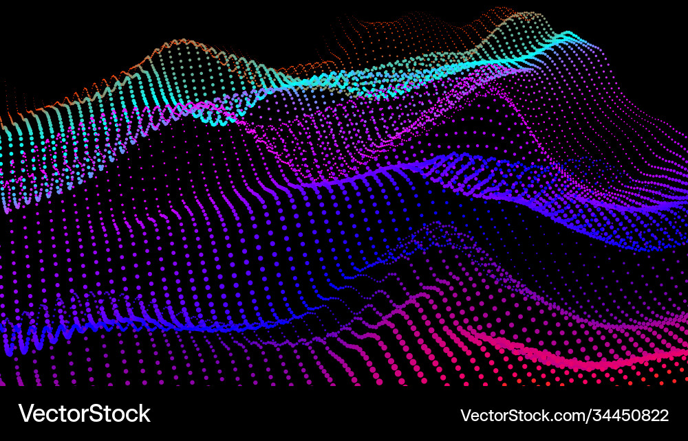 Sea waves from node hud data dots flow research vector image