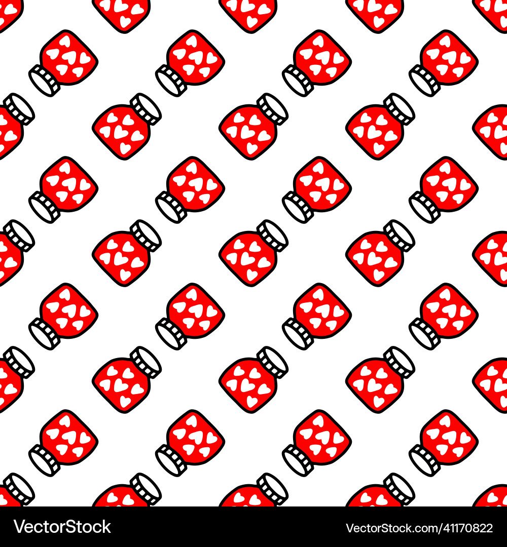Seamless pattern of jars with heartpattern vector image