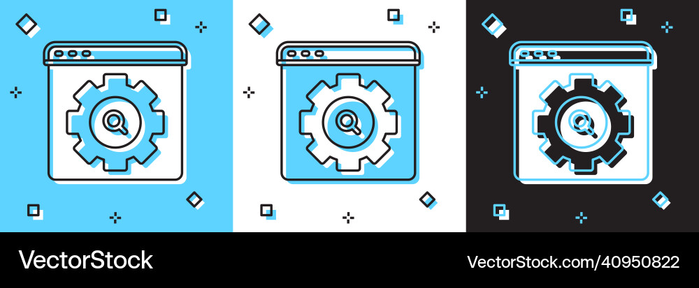 Set browser setting icon isolated on blue Set browser setting icon isolated on blue vector image