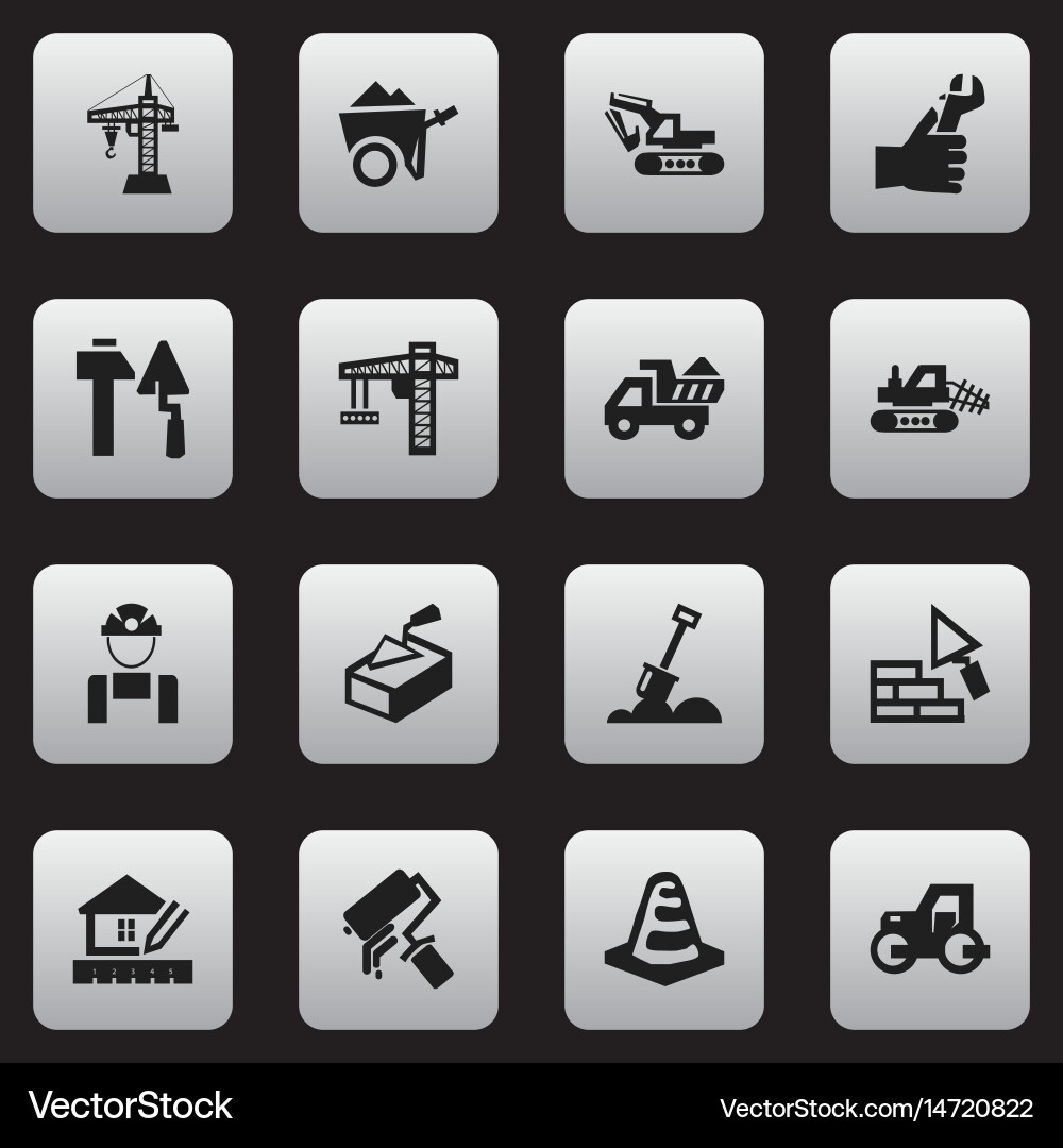 Set of 16 editable structure icons includes vector image