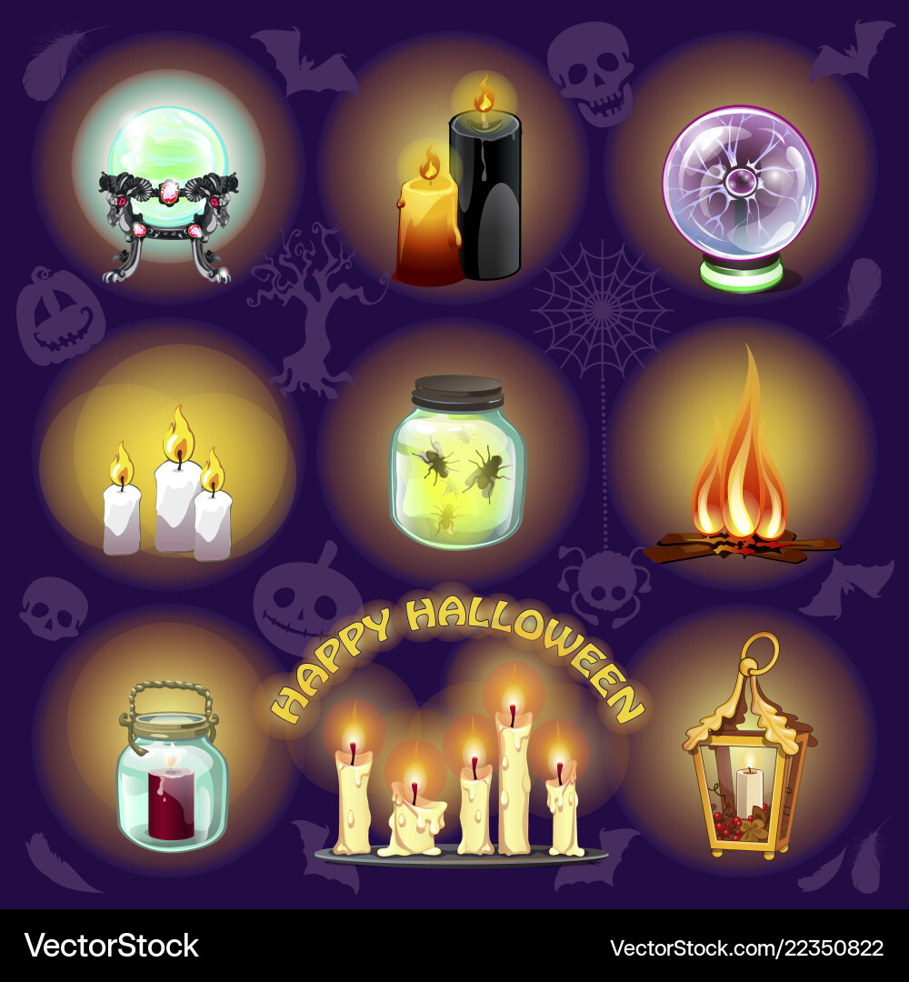 Set of objects for witchcraft vector image