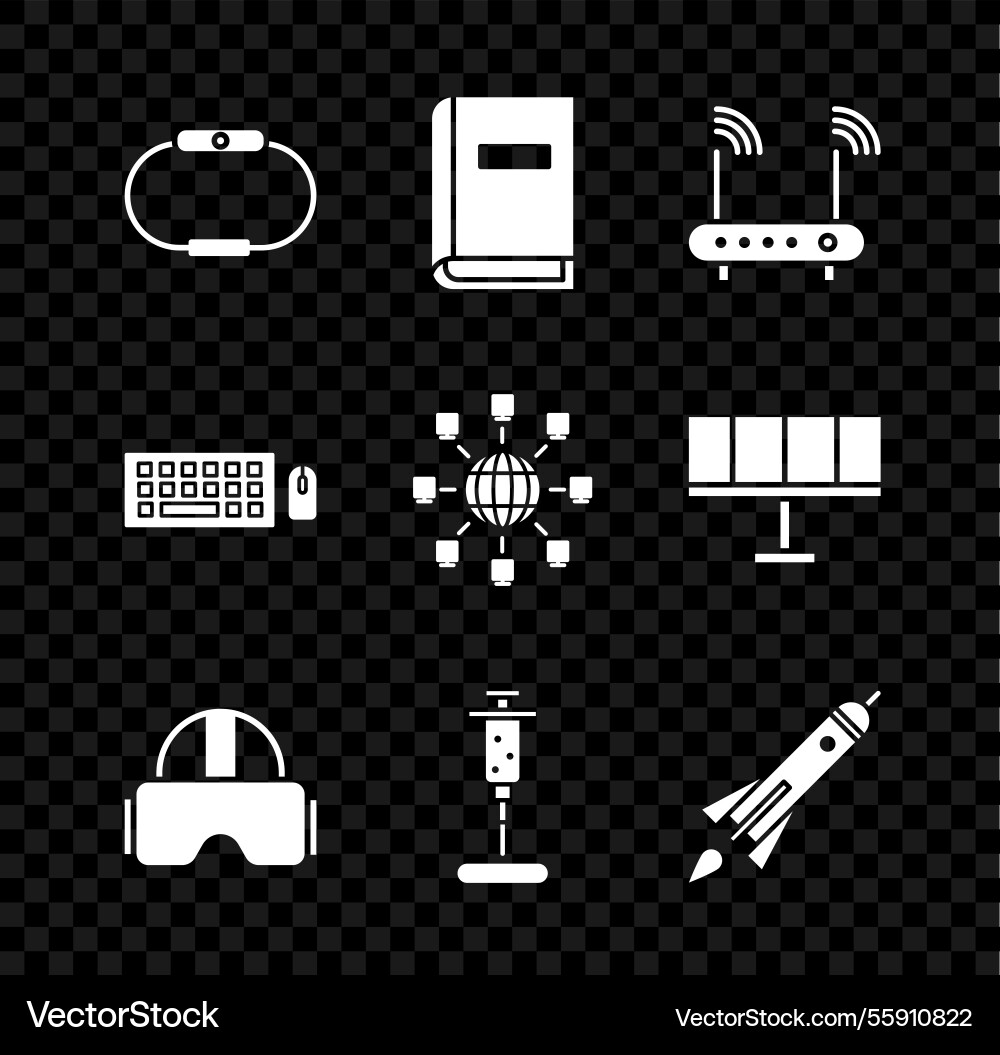Set smartwatch user manual router and wi-fi vector image