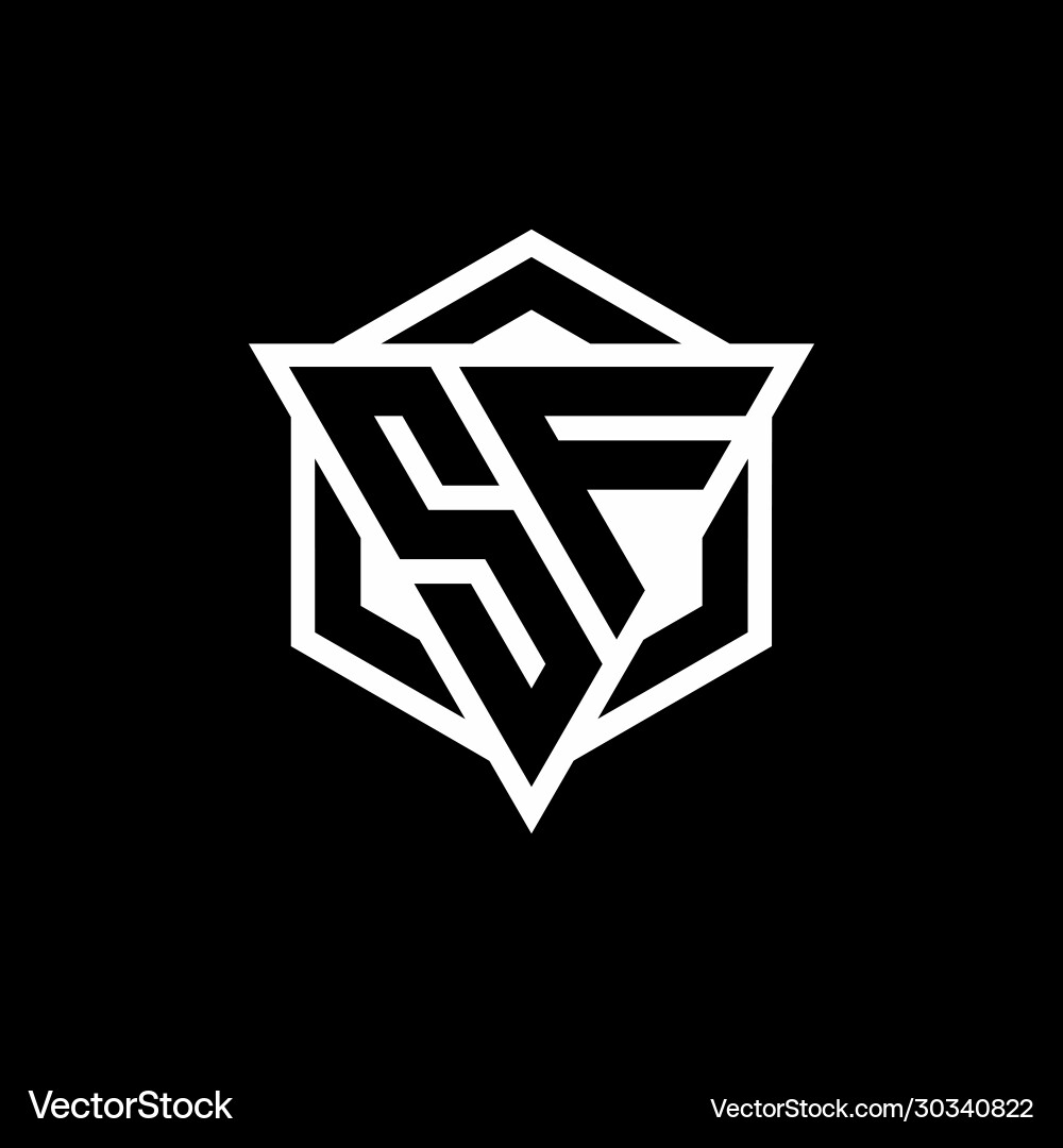 Sf logo monogram with triangle and hexagon shape Vector Image
