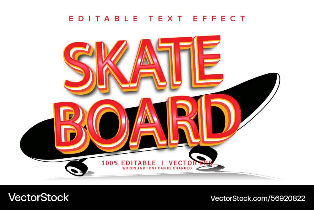 Skate board text effect with modern style design Skate board text effect with modern style design vector image