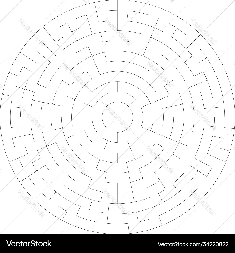 Solvable circle circular maze labyrinth puzzle Solvable circle circular maze labyrinth puzzle vector image