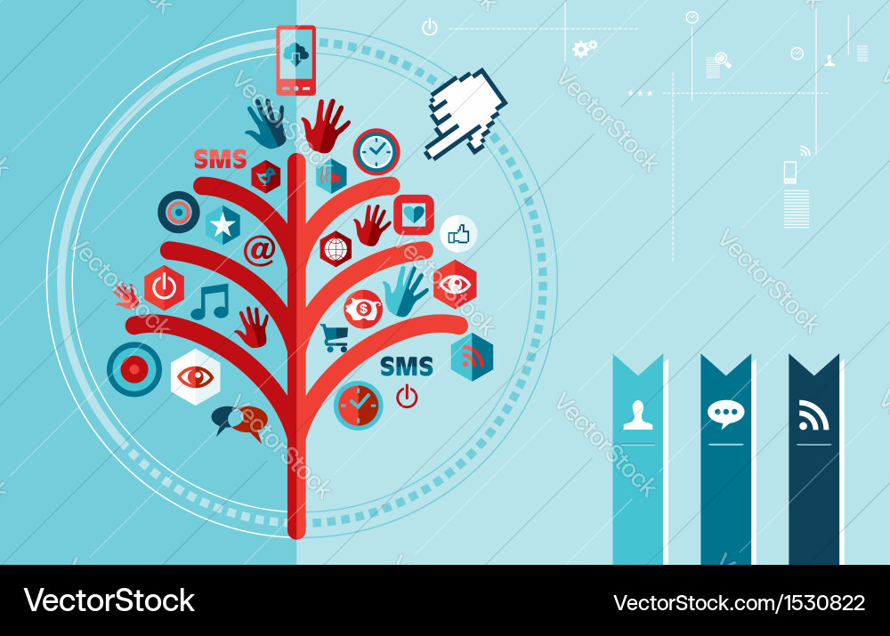 Techno social network tree design Vector Image