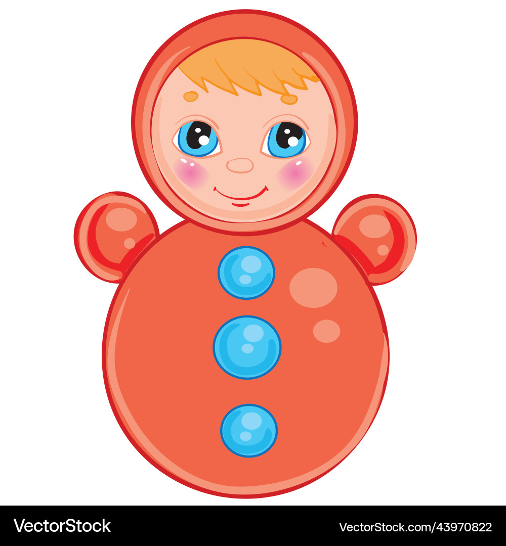 Toy roly-poly in red color isolated object vector image