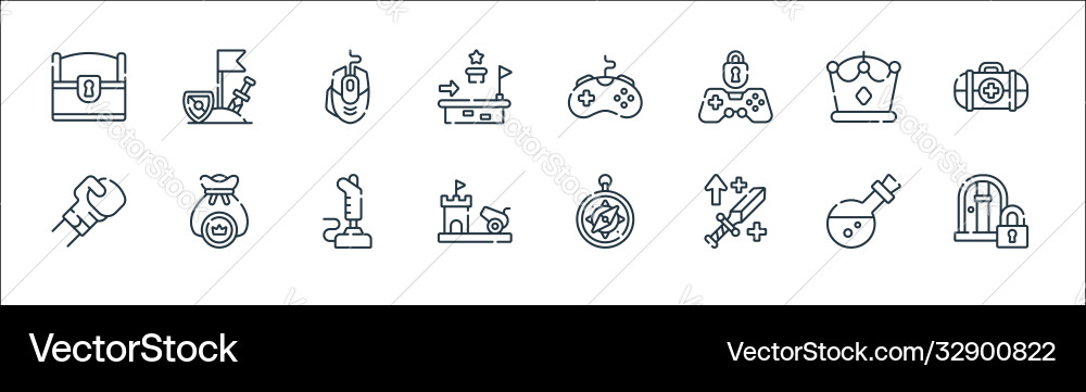 Videogame line icons linear set quality Videogame line icons linear set quality vector image