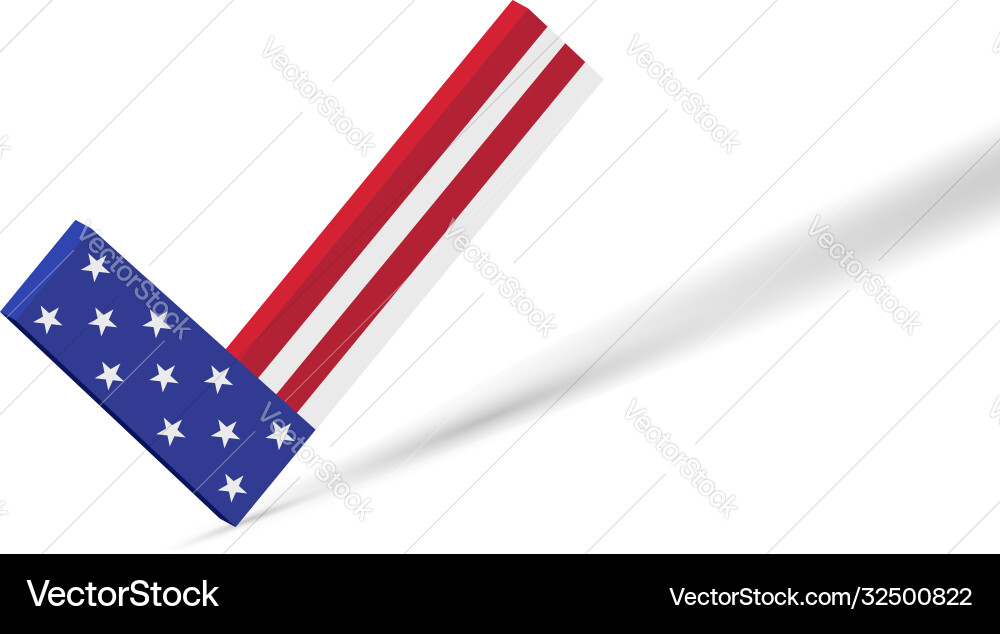 Voting check mark 3d with shadow us Voting check mark 3d with shadow us Vector Image